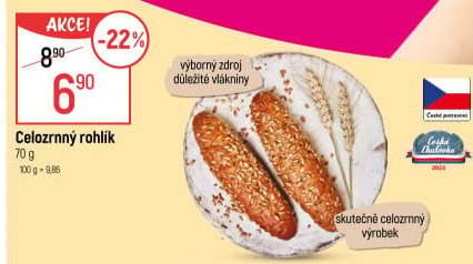 Celozrnný rohlík