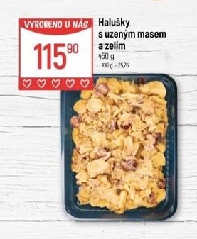 Halušky s uzeným masem a zelím Globus
