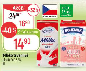 Mléko trvanlivé Bohemilk - 3,5% plnotučné