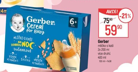 Mlíčko s kaší Gerber Natural for Baby