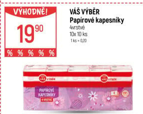Papírové kapesníčky 4vrstvé Váš Výběr