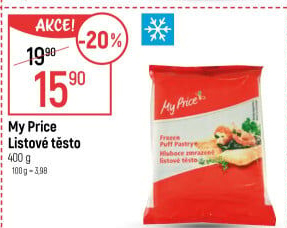 Těsto listové mražené My Price