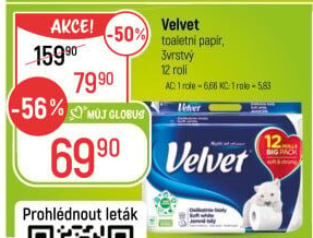 Toaletní papír 3vrstvý Velvet
