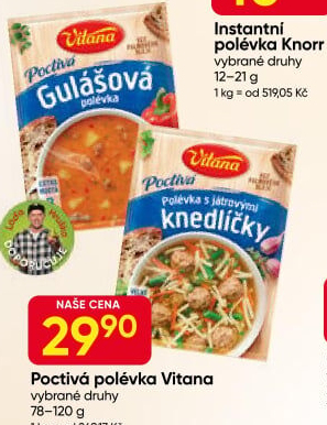 Instantní polévky Poctivá polévka Vitana