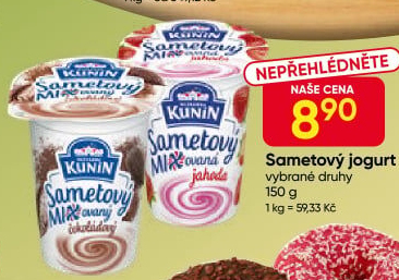 Ochucený jogurt sametový Mlékárna Kunín