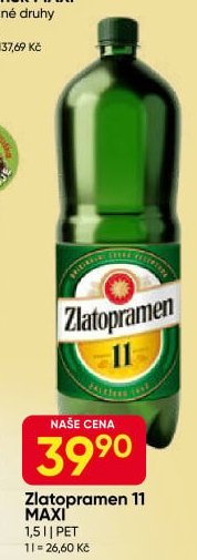 Pivo světlý ležák 11° Zlatopramen