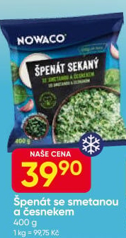 Špenát ochucený mražený Nowaco
