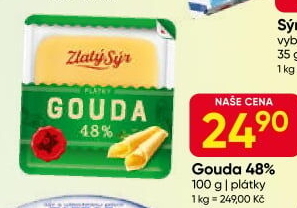 Sýr Gouda 48% Zlatý sýr Milkpol