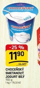Bílý jogurt smetanový Choceňský