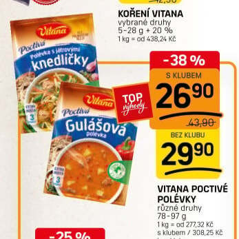 Instantní polévky Poctivá polévka Vitana