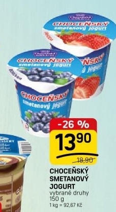 Jogurt smetanový ochucený Choceňský