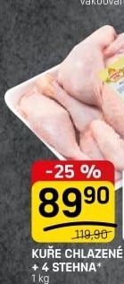 Kuře + 4 kuřecí stehna Vodňanské kuře
