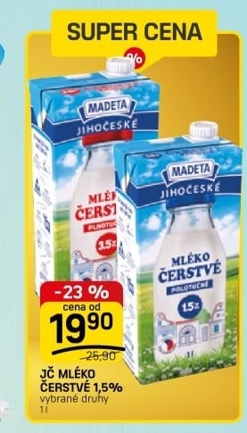 Mléko čerstvé Jihočeské Madeta