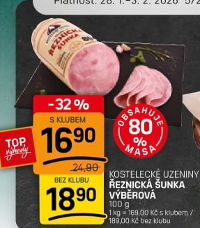 Šunka Řeznická výběrová Kostelecké uzeniny