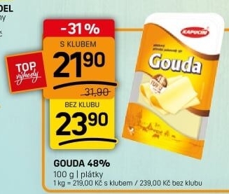 Sýr Gouda 48% Kapucín