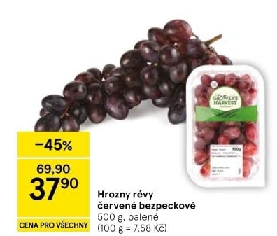 Hrozny červené bezsemenné The Grower'