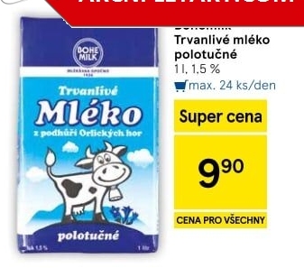 Mléko trvanlivé Bohemilk - 1,5% polotučné