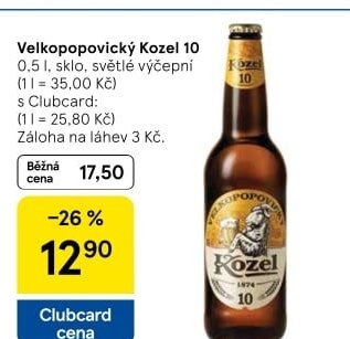 Pivo světlé výčepní 10°Velkopopovický Kozel