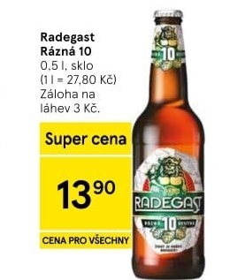 Pivo světlé výčepní Rázná 10° Radegast