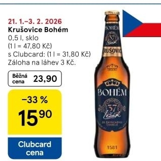 Pivo světlý ležák Bohém Krušovice
