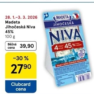 Sýr Niva Jihočeská 45% Madeta