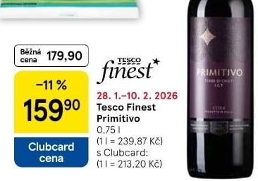Víno Primitivo Terre di Chienti Tesco Finest