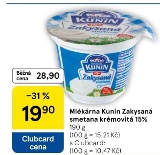 Zakysaná smetana krémovitá Mlékárna Kunín 15%
