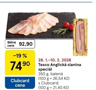 Anglická slanina speciál Tesco