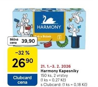 Kapesníčky papírové 2vrstvé Harmony - box