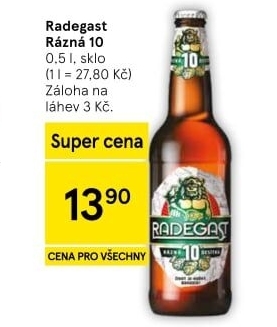 Pivo světlé výčepní Rázná 10° Radegast