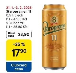 Pivo světlý ležák 11° Staropramen