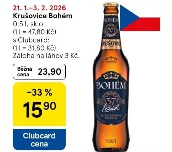 Pivo světlý ležák Bohém Krušovice