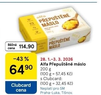 Přepuštěné máslo Alfa