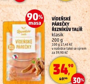 Vídeňské párečky Řezníkův talíř