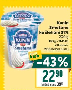 Smetana ke šlehání Mlékárna Kunín 31%