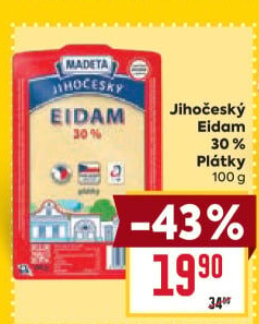 Sýr Eidam Jihočeský 30% Madeta