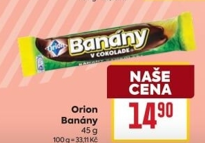 Tyčinka Banány v čokoládě Orion