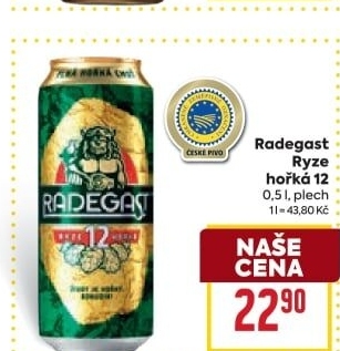 Pivo světlý ležák 12° Ryze hořká Radegast