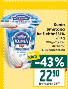 Smetana ke šlehání Mlékárna Kunín 31%