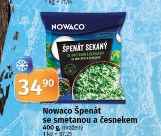 Špenát ochucený mražený Nowaco
