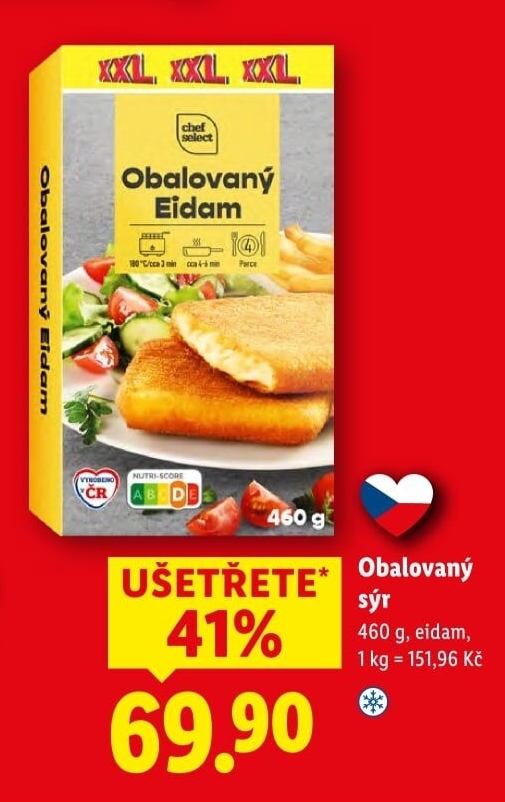 Sýr Eidam obalovaný mražený Chef Select