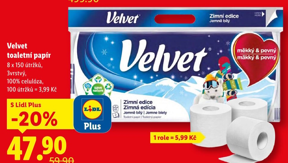 Toaletní papír 3vrstvý Velvet