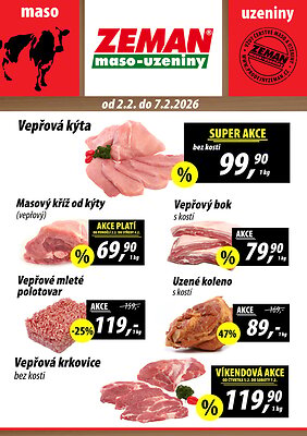 akční leták ZEMAN maso - uzeniny 2.2.2026-7.2.2026