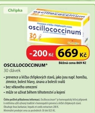 Homeopatikum při příznacích chřipky a nachlazení Oscillococcinum