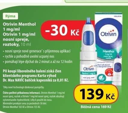 Nosní sprej 1 mg/ml Uvolní ucpaný nos Otrivin