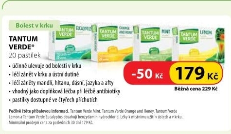Pastilky proti bolesti v krku Tantum Verde