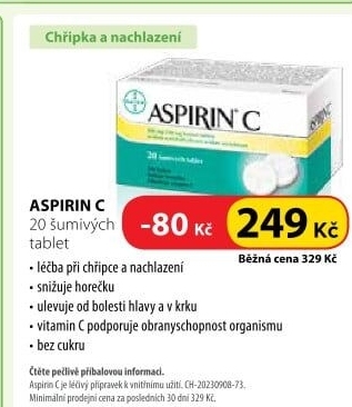 Šumivé tablety proti chřipce a nachlazení Aspirin C Bayer