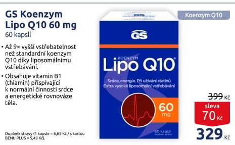 Doplněk stravy koenzym Lipo Q10 60 mg GS