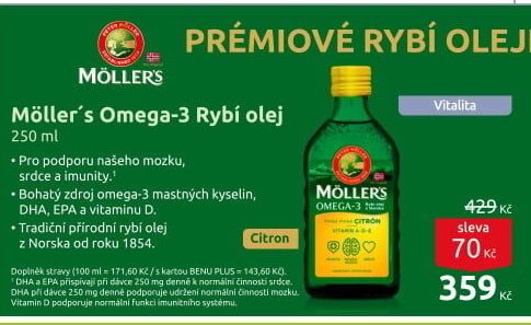 Doplněk stravy rybí olej Omega 3 Möller'