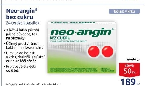 Pastilky proti bolesti v krku Neo Angin